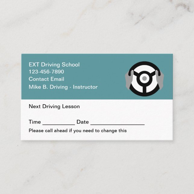 Driving School Next Appointment Cards (Front)