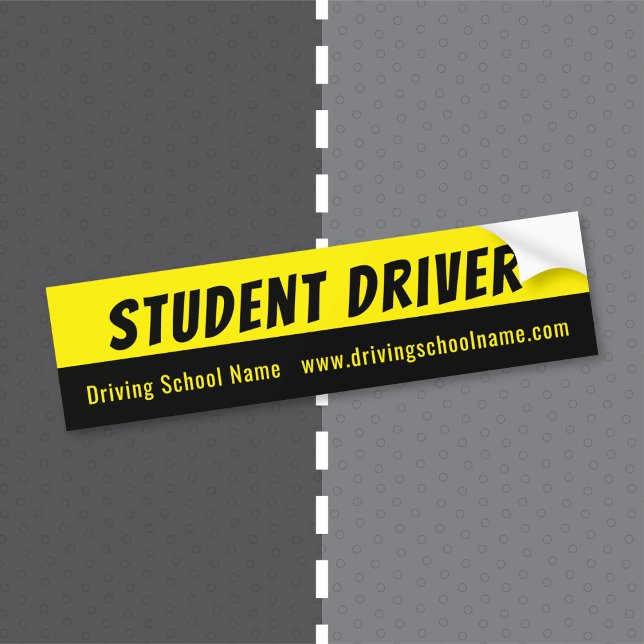 Driving School Warning Bumper Sticker with URL (Driving school instructor yellow and black warning bumper sticker with website address .)