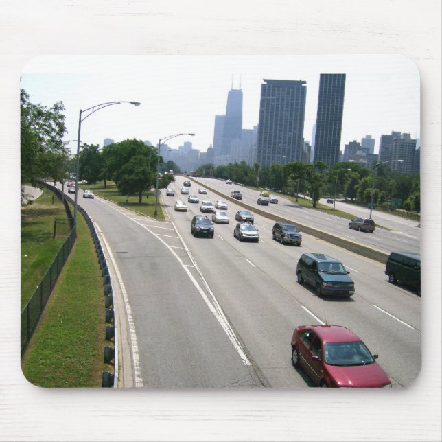 Driving Through Chicago Rush Hour Traffic Mouse Mat (Front)