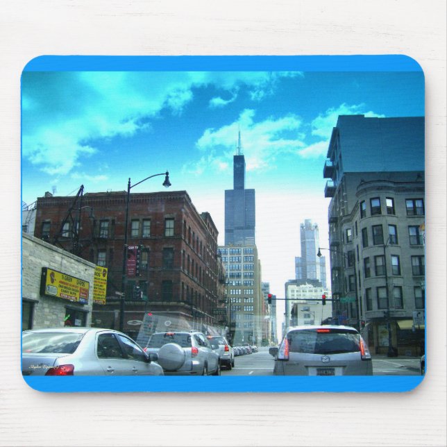 Driving Through Downtown Chicago Mouse Mat (Front)