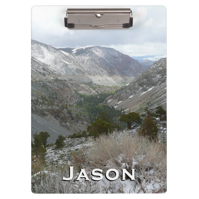 Driving Through the Snowy Sierra Nevada Mountains Clipboard (Front)