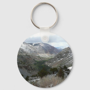 Driving Through the Snowy Sierra Nevada Mountains Key Ring