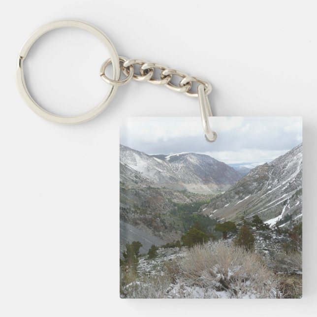 Driving Through the Snowy Sierra Nevada Mountains Key Ring (Front)