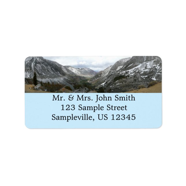 Driving Through the Snowy Sierra Nevada Mountains Label (Front)