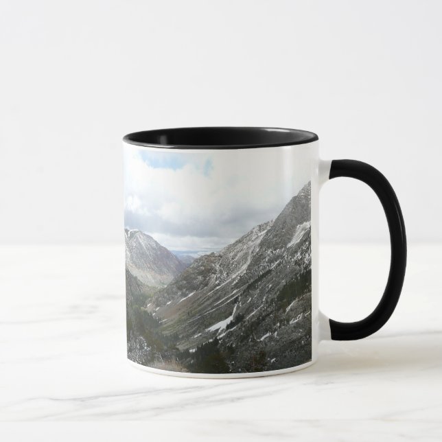 Driving Through the Snowy Sierra Nevada Mountains Mug (Right)