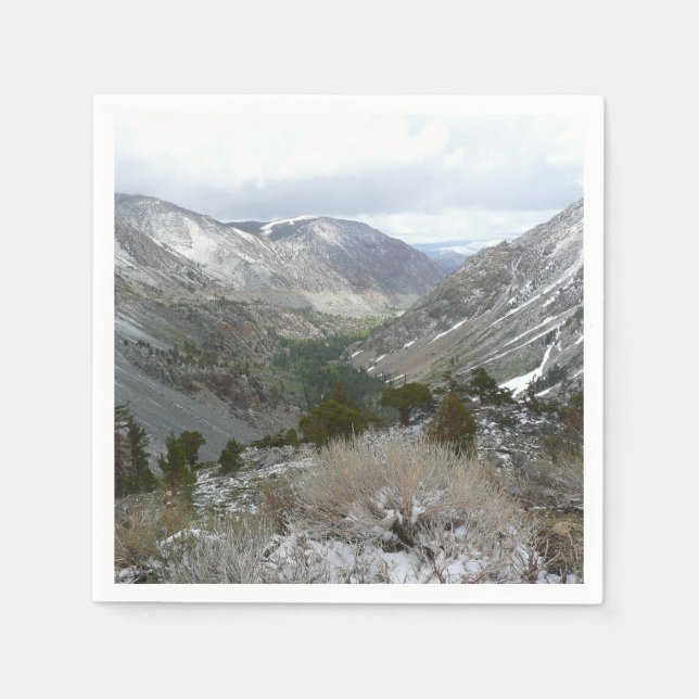 Driving Through the Snowy Sierra Nevada Mountains Napkin (Front)