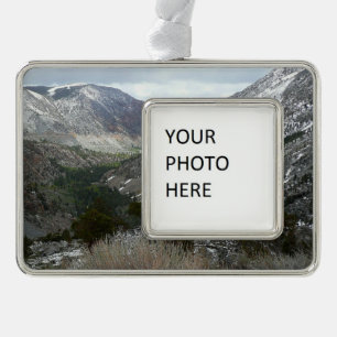 Driving Through the Snowy Sierra Nevada Mountains Silver Plated Framed Ornament
