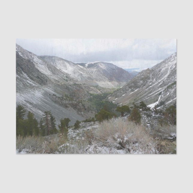 Driving Through the Snowy Sierra Nevada Mountains Tissue Paper (Front)