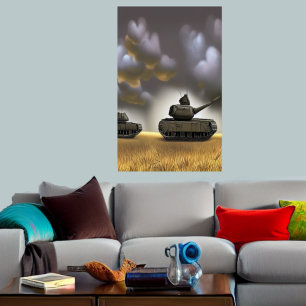 Driving to the battlefield AI Art Poster