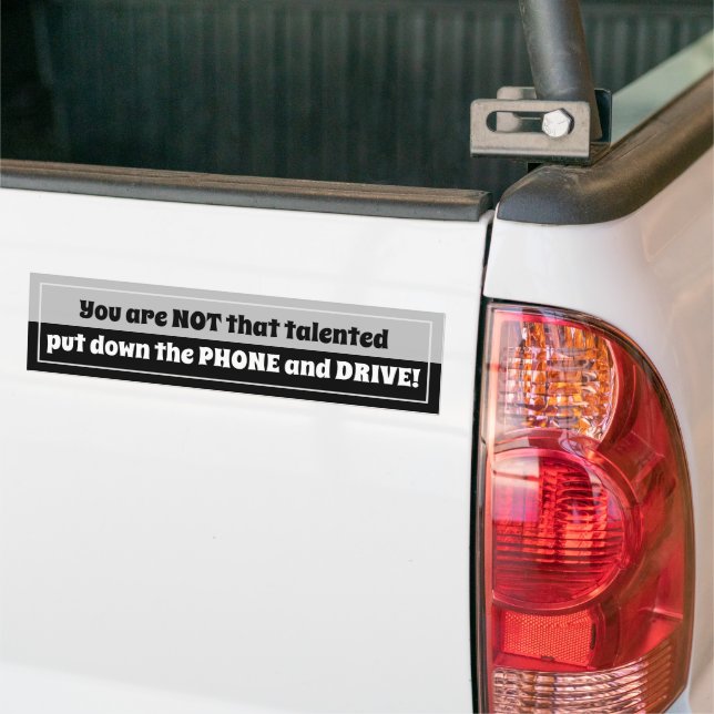 Driving with Cell Phone Bumper Sticker (On Truck)