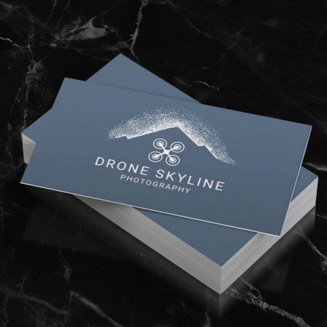 Drone Aerial Photography Dusty Blue Photographer Business Card (Creator Uploaded)