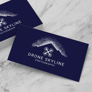 Drone Aerial Photography Navy Blue Photographer Business Card