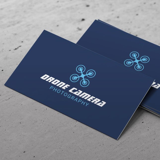 Drone Aerial Video & Photography Navy Photographer Business Card (Creator Uploaded)