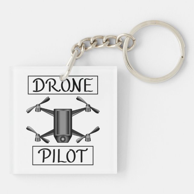 Drone And Drone Pilot Key Ring (Back)
