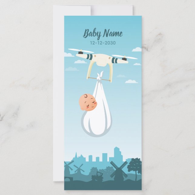 Drone Baby Birth Announcement (Front)