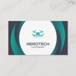 Drone Business Cards Blue Black Modern