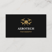 Drone Business Cards Elegant Black Gold