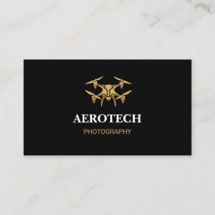 Drone Business Cards Elegant Black Gold