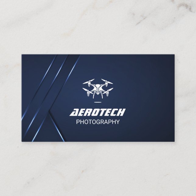 Drone Business Cards Elegant Blue (Front)