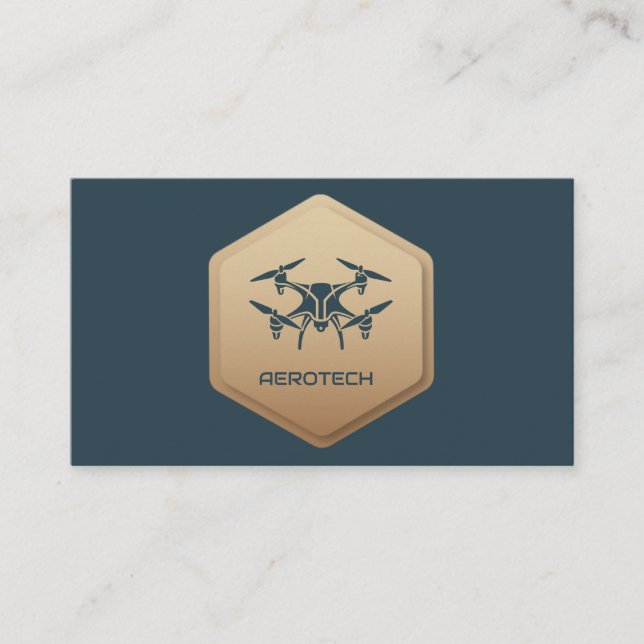 Drone Business Cards Elegant Blue Navy (Front)