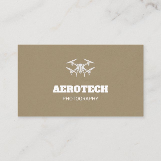 Drone Business Cards Elegant Brown Silver (Front)
