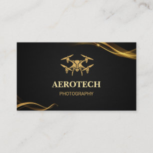 Drone Business Cards Elegant Creative Black Gold