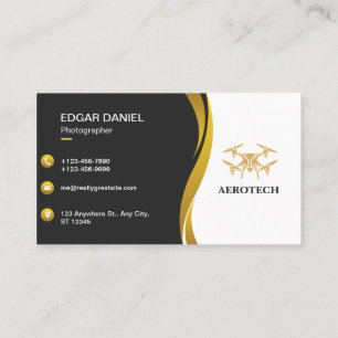 Drone Business Cards Gold Black