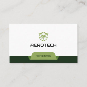 Drone Business Cards Green White Modern