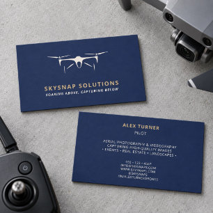Drone Business UAV Pilot Modern Navy Blue Card