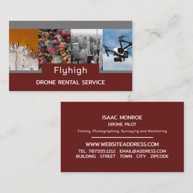 Drone Collage Banner, Drone Pilot Business Card (Front/Back)