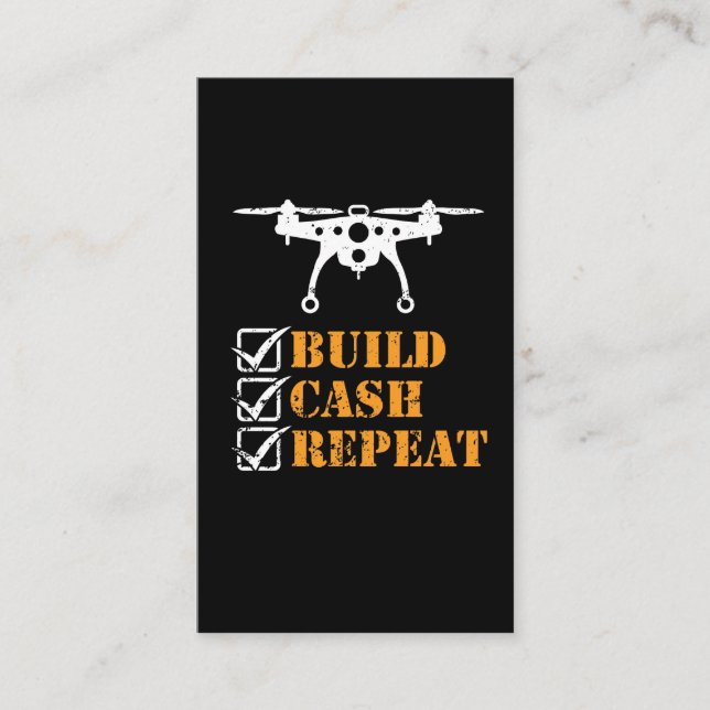 Drone Crash Hobby Build Cash Repeat Business Card (Front)