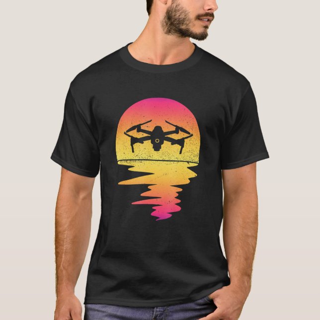 Drone Flies Into The Sunset  Drone Pilot T-Shirt (Front)