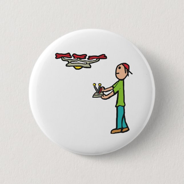 Drone Flying 6 Cm Round Badge (Front)