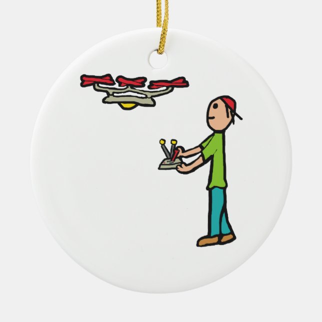 Drone Flying Ceramic Tree Decoration (Front)
