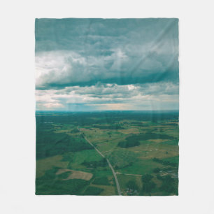 drone image. aerial view of rural area with houses fleece blanket