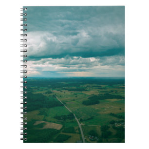 drone image. aerial view of rural area with houses notebook
