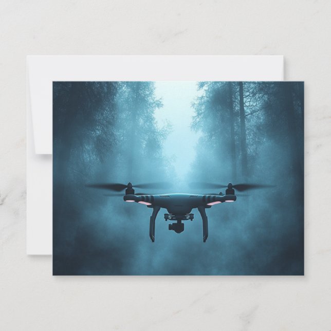 Drone in Foggy Forest Invitation Card (Front)