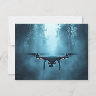 Drone in Foggy Forest Invitation Card