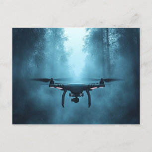 Drone in Foggy Forest Postcard