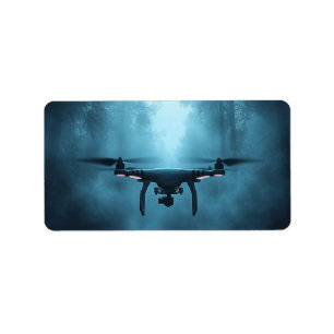 Drone in Foggy Forest Return Address Label