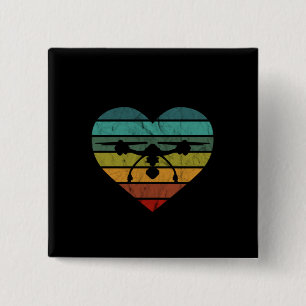Drone In Retro Vintage Sunset Heart 15 Cm Square Badge