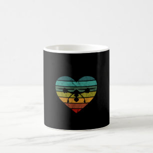 Drone In Retro Vintage Sunset Heart Coffee Mug