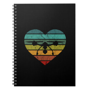 Drone In Retro Vintage Sunset Heart Notebook