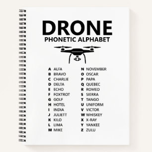Drone NATO Phonetic Alphabet – White Graph Notebook