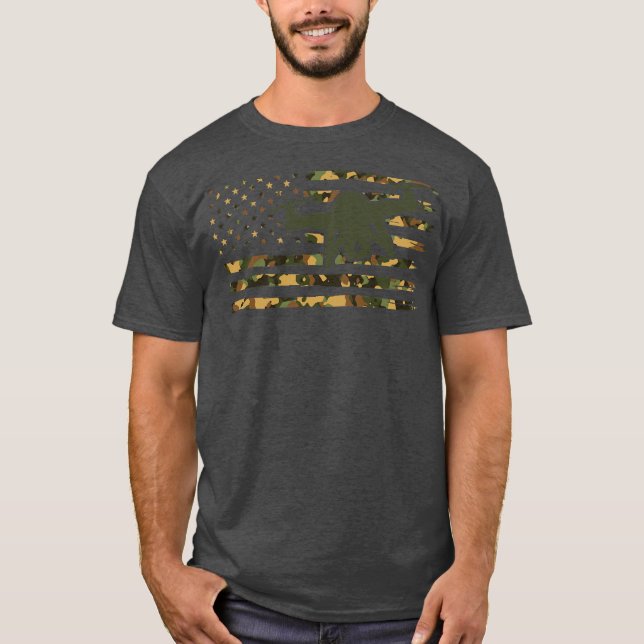 Drone Pilot Camo Drone Operator American Flag T-Shirt (Front)