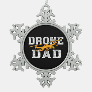 Drone Pilot Dad Multirotor Quadcopter Snowflake Pewter Christmas Ornament