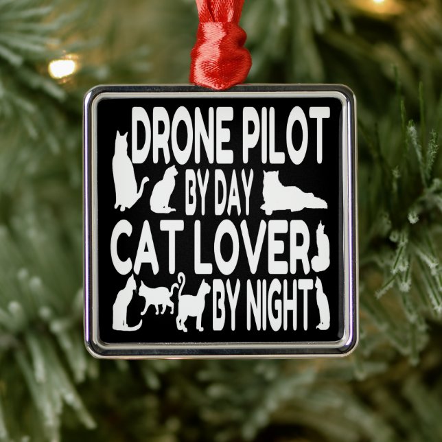 Drone Pilot Loves Cats Metal Tree Decoration (Tree)