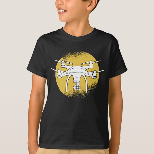 Drone Pilot Multirotor Quadcopter Grunge Circle T-Shirt (Front)