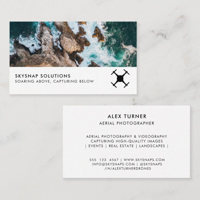 Drone Pilot Photographer UAV Photo Template Business Card (Front/Back)