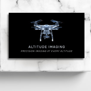 Drone Pilot UAV Photography QR Code Modern Black Business Card